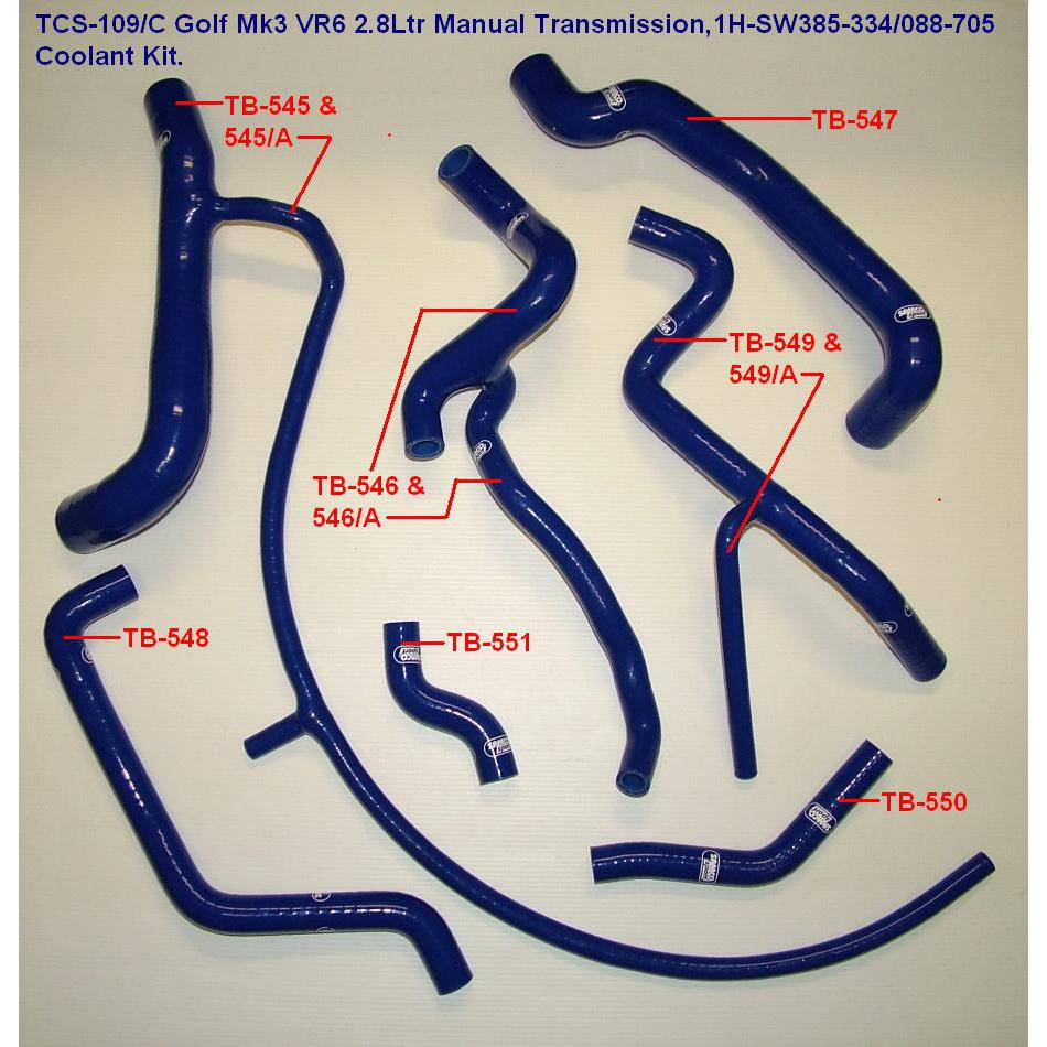 Samco Hose Kit-Golf Mk3 VR6 2.8 Manual Coolant (9)