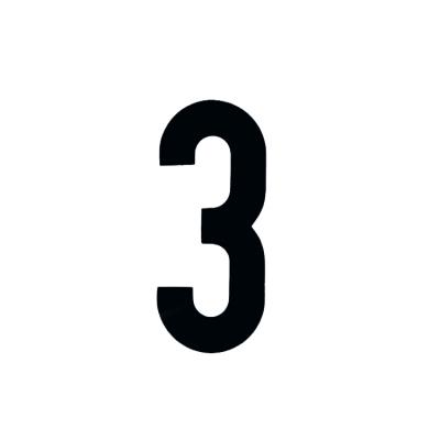 7 Inch Tall Self Adhesive Race Number 3 in Black