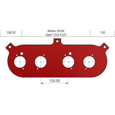 ITG JC50 Base Plate to suit Weber DCOE's 120mm Centres